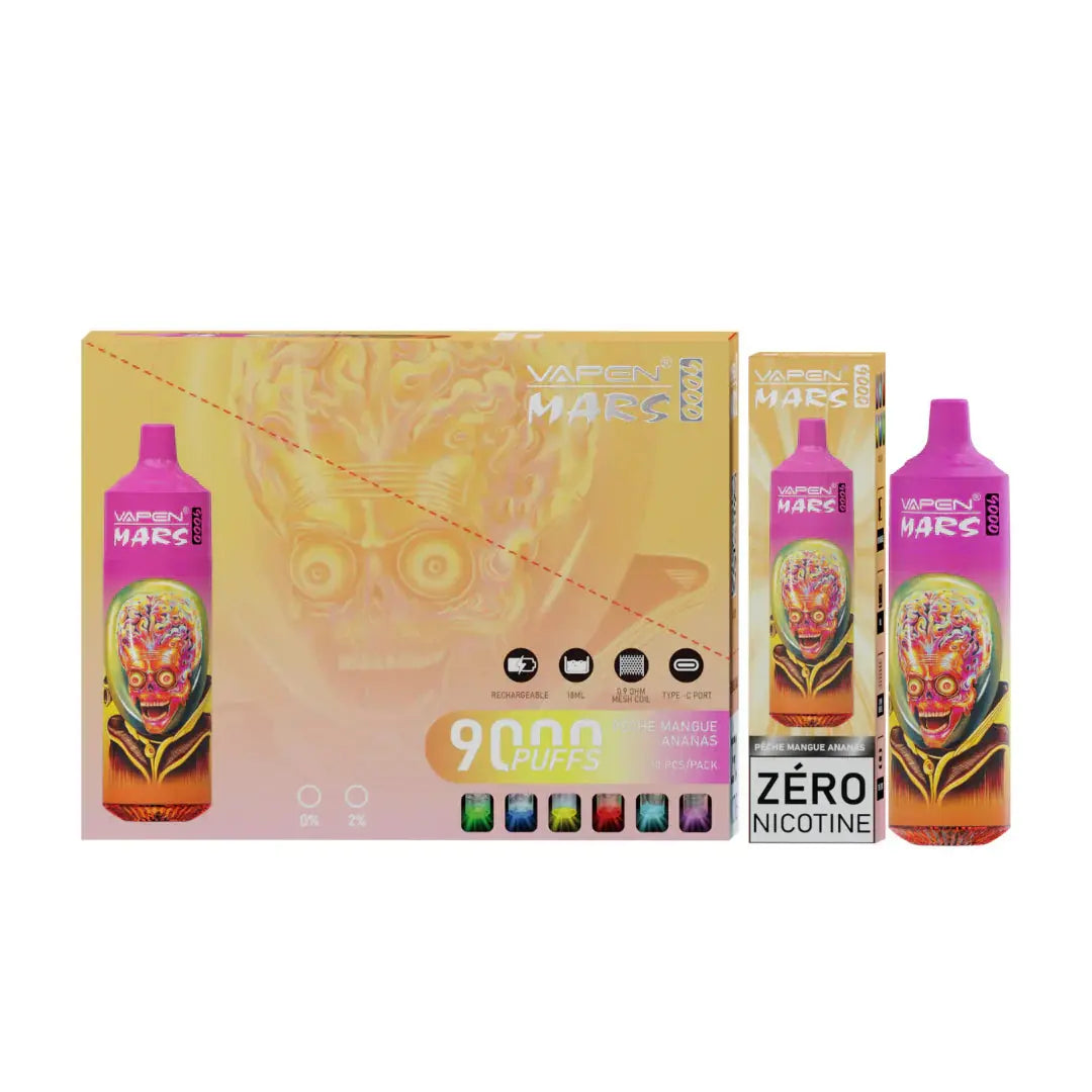 Vapen Mars Pêche Mangue Ananas 9000 - Pack de 10