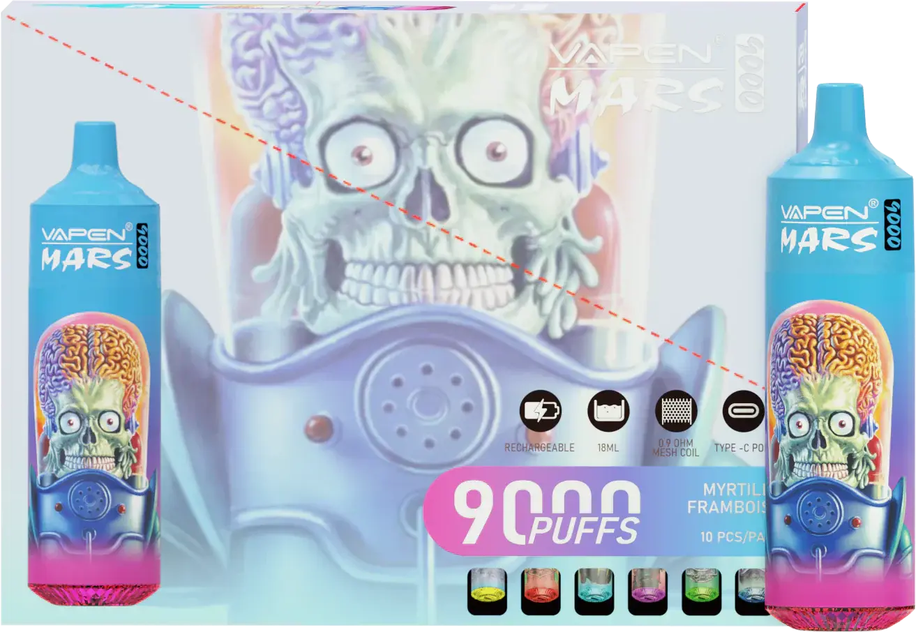 Vapen Mars Myrtille Framboise 9000 - Pack de 10