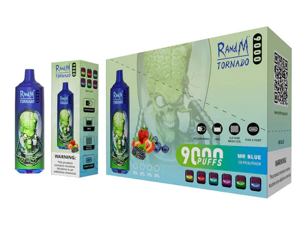 RandM Tornado Myrtille Menthe 9000 - Pack de 10