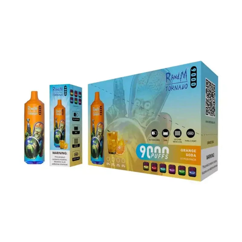 RandM Tornado Orange Soda 9000 - Pack de 10