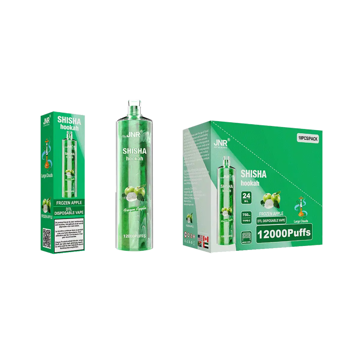 Shisha Hookah Frozen Apple 12000 - Pack de 10