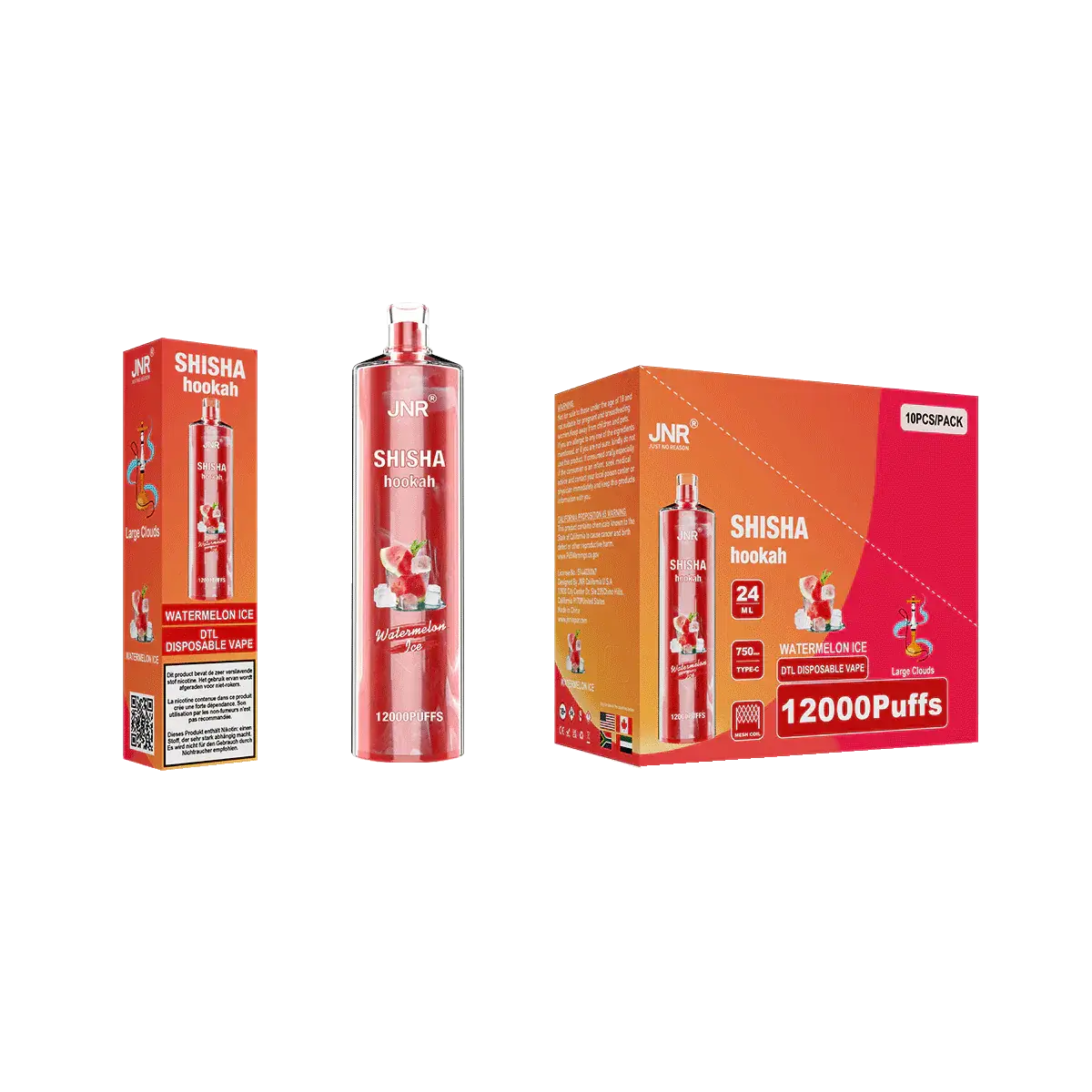 Shisha Hookah Watermelon Ice 12000 - Pack de 10